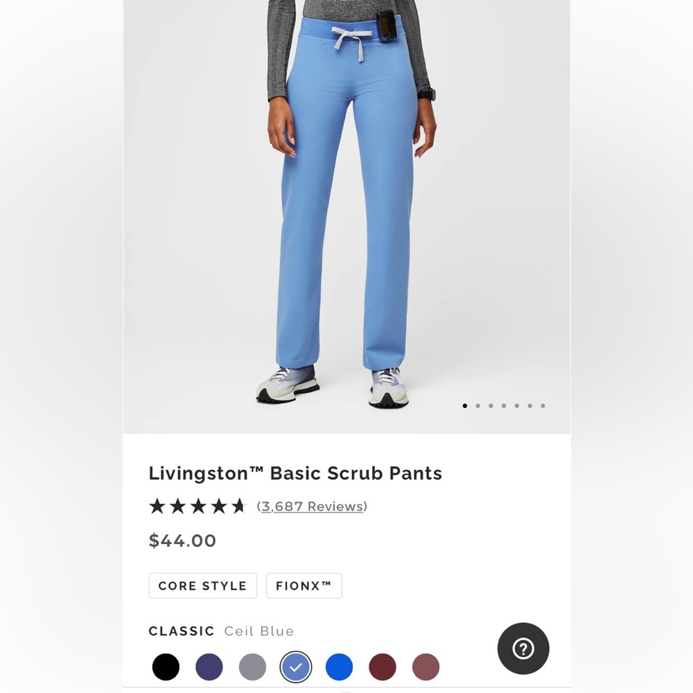 FIGS Livingston- Basic Scrub Pants - S / Ceil Blue